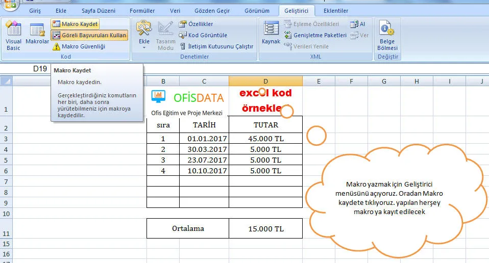 Excel Kodları FOTO: Excel Kodları