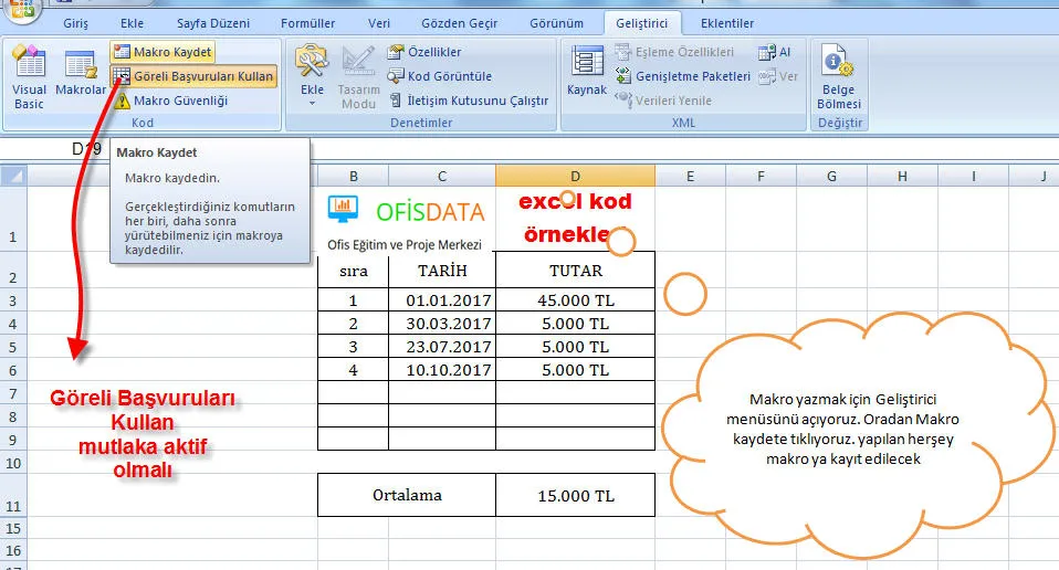 Excel Kodları FOTO: Excel Kodları
