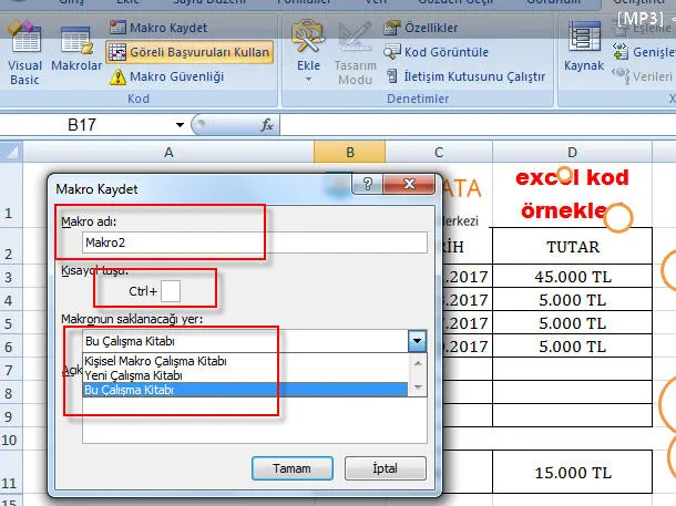 Excel Kodları FOTO: Excel Kodları