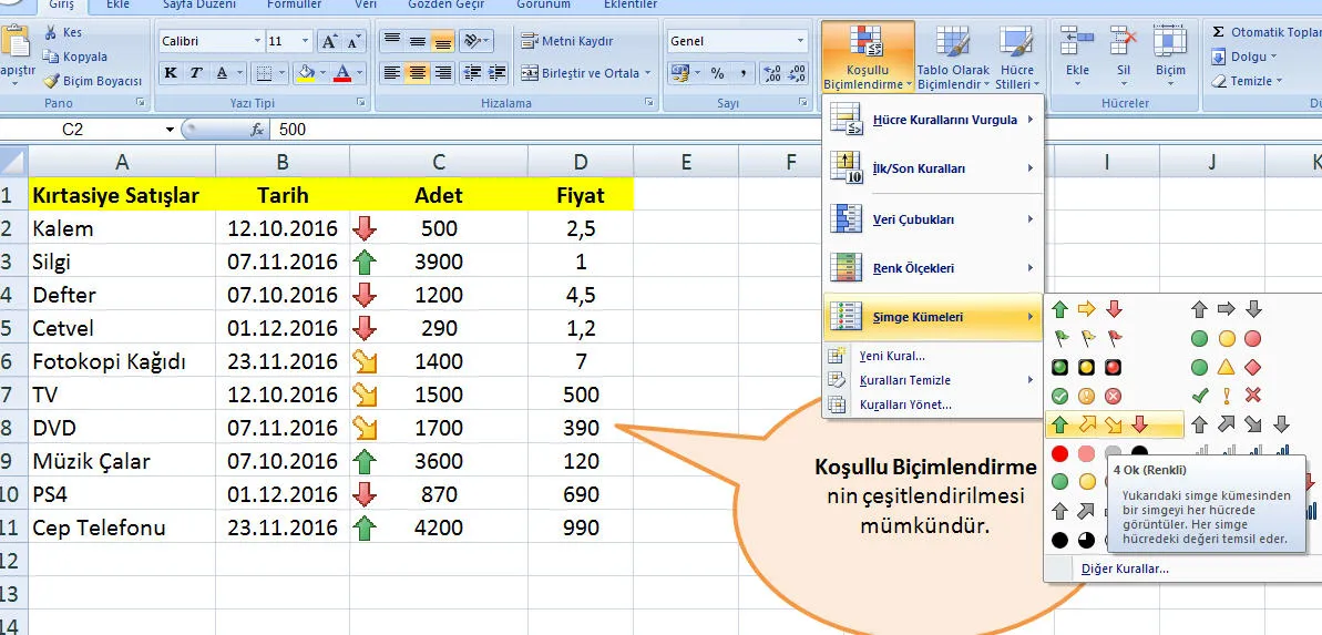 Excel Koşullu Biçimlendirme FOTO: Excel Koşullu Biçimlendirme
