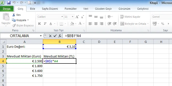 Excel Formülleri FOTO: Excel Kullanma