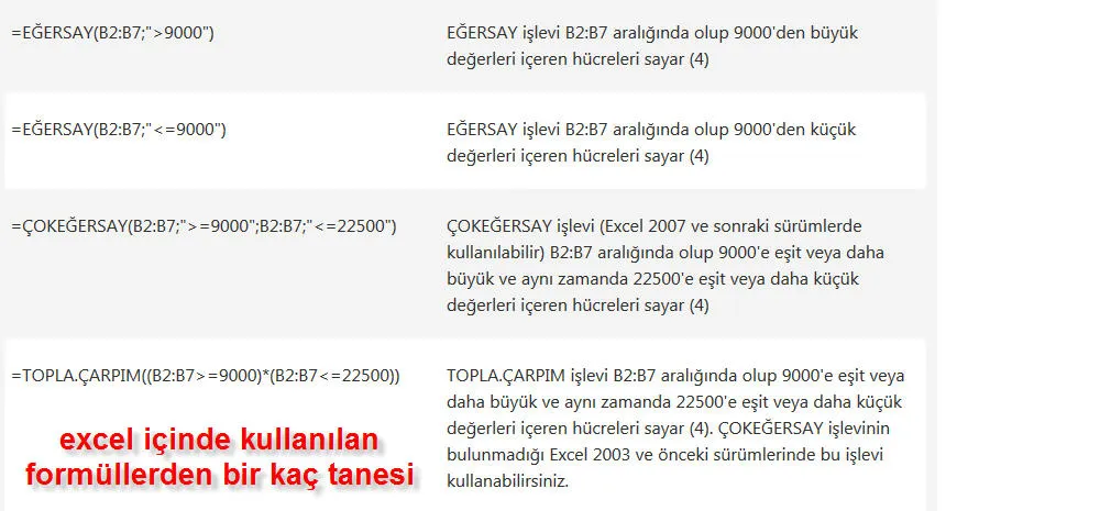 Excel Örnekleri FOTO: Excel Örnekleri