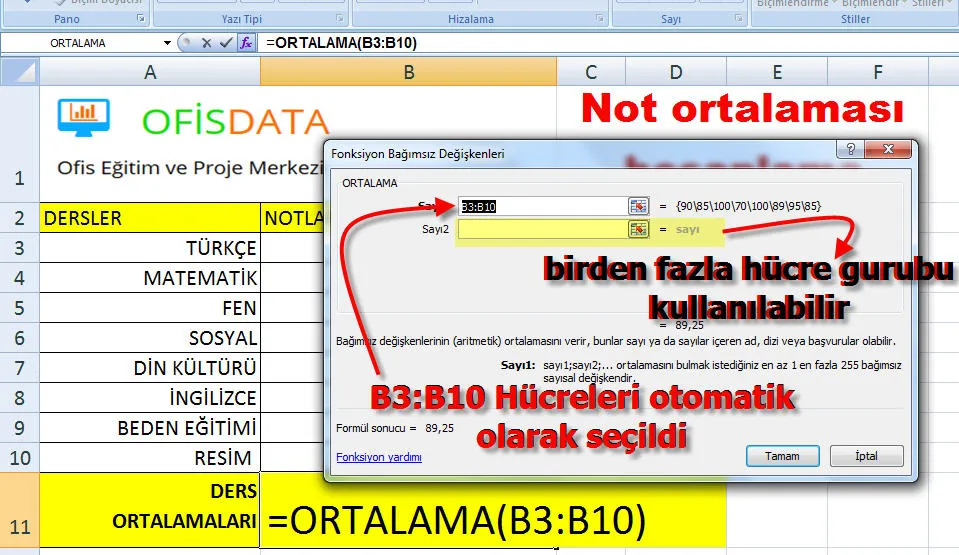 Excel Ortalama Hesaplama FOTO: Excel Ortalama Hesaplama