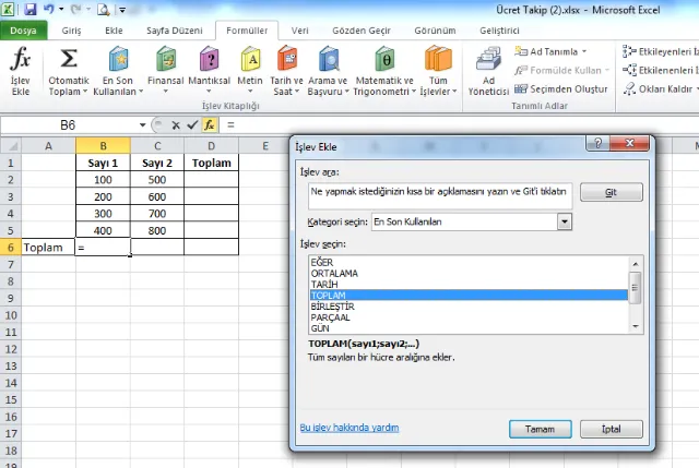 Excel Asistan Kullanarak Toplama İşlemi FOTO: Excel Otomatik Toplama