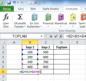3.Seçenek FOTO: Excel Otomatik Toplama