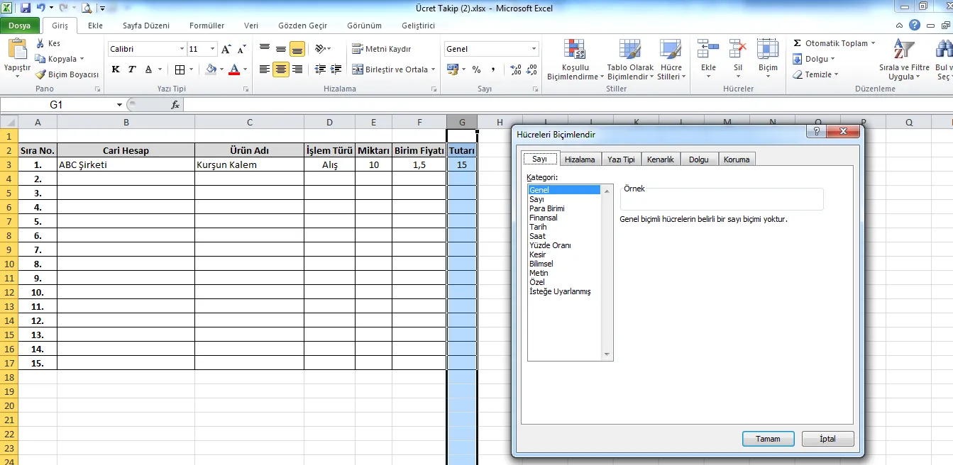 Hücre Biçimlendirme FOTO: Excel Sınav Soruları ve Cevapları