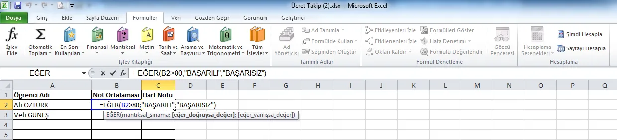 Eğer FOTO: Excel Sınav Soruları ve Cevapları