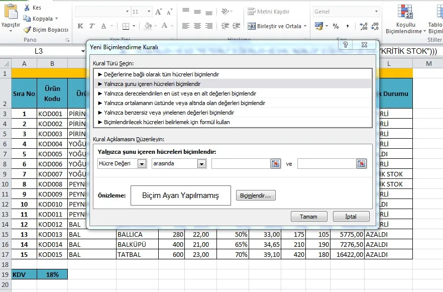 Excel Stok Takip FOTO: Excel Stok Takip