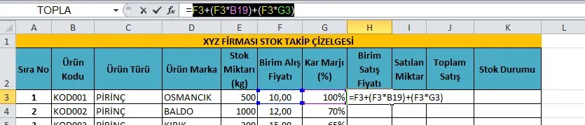 Excel Stok Takip FOTO: Excel Stok Takip