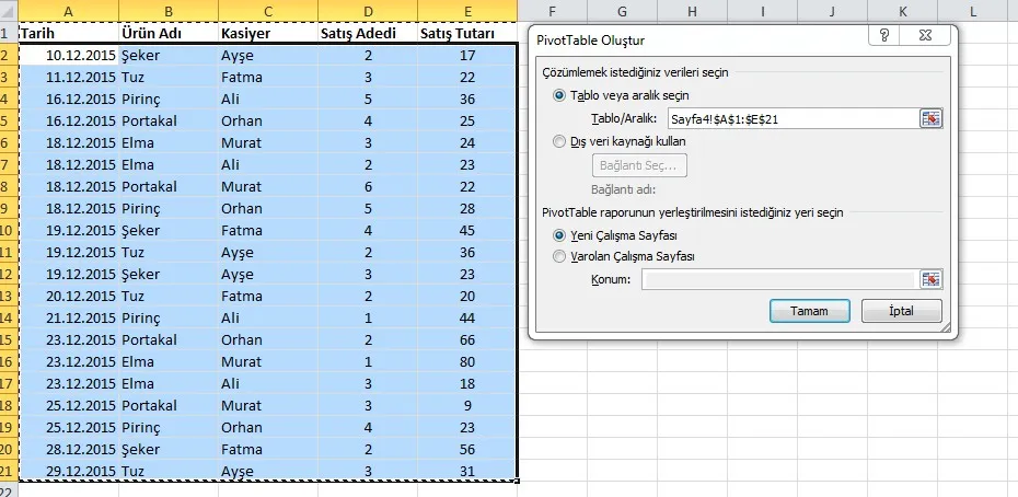 Excel Tablo FOTO: Excel Tablo