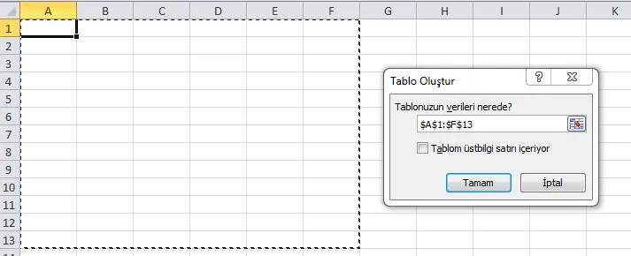Excel Tablo FOTO: Excel Tablo