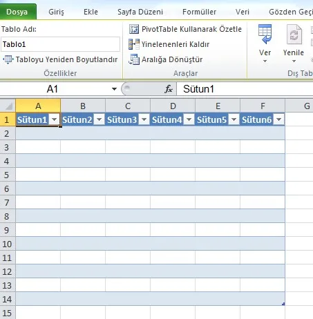 Excel Tablo FOTO: Excel Tablo