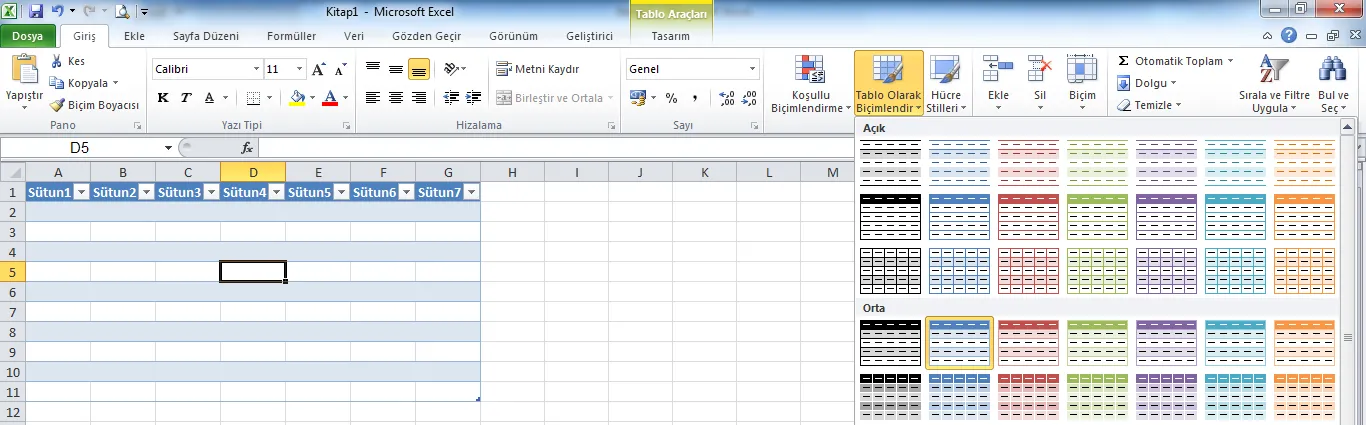 Excel Tablo Hazırlama FOTO: Excel tablo hazırlama