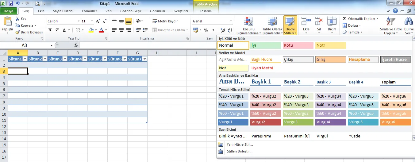 Excel Tablo Hazırlama FOTO: Excel tablo hazırlama