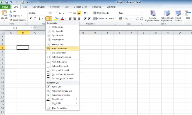 Excel Tablosu Hazır Stiller FOTO: Excel Tablo Oluşturma