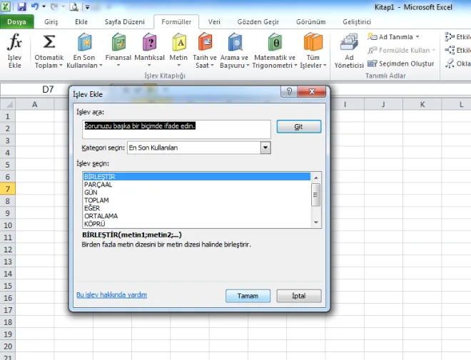 Excel Tablosu Hazır Stiller FOTO: Excel Tablo Oluşturma