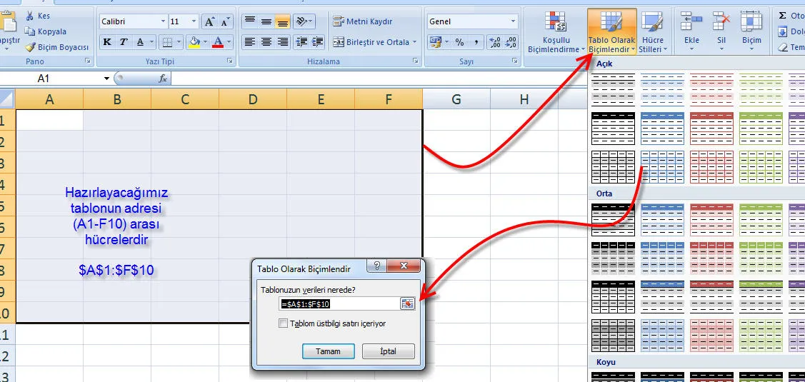 Excel Tablo Örnekleri FOTO: Excel Tablo Örnekleri