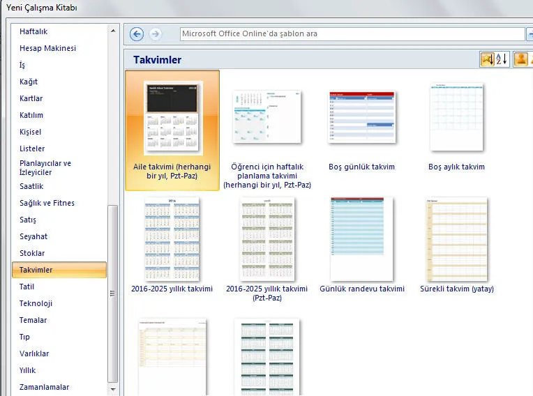 Excel Takvim FOTO: Excel Takvim