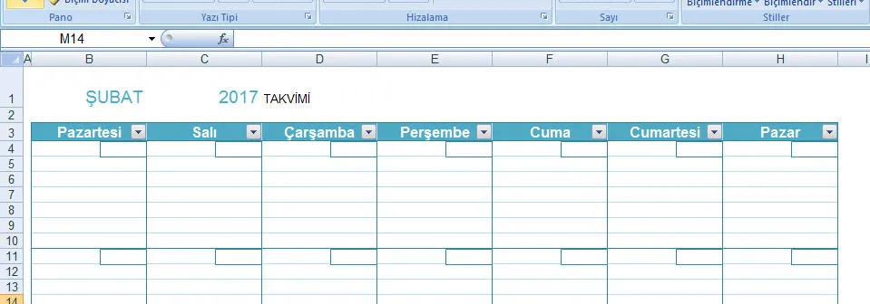 Excel Takvim FOTO: Excel Takvim
