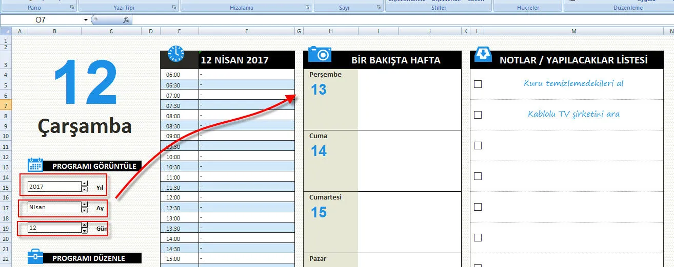 Excel Takvim FOTO: Excel Takvim