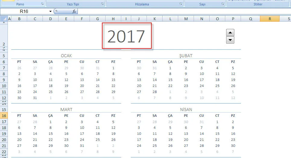 Excel Takvim FOTO: Excel Takvim
