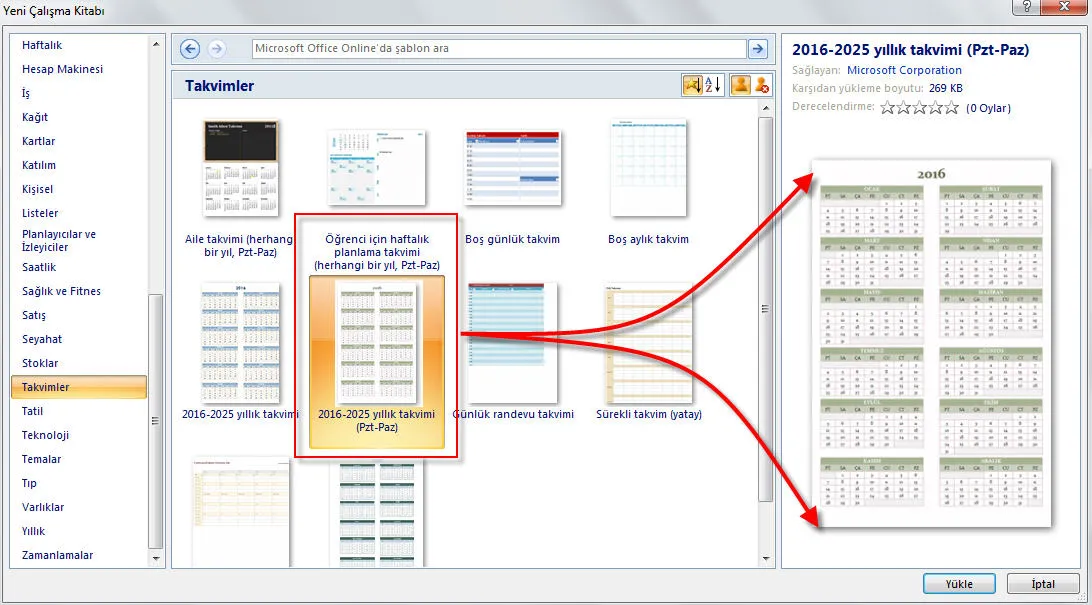 Excel Takvim FOTO: Excel Takvim