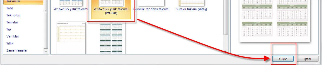 Excel Takvim FOTO: Excel Takvim