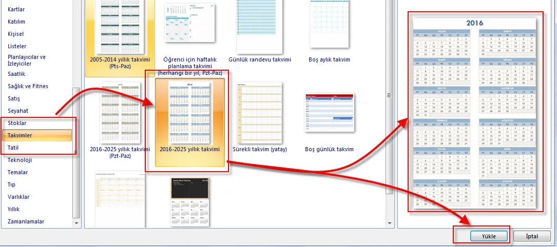 Excel Takvim FOTO: Excel Takvim
