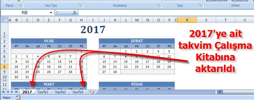 Excel Takvim FOTO: Excel Takvim
