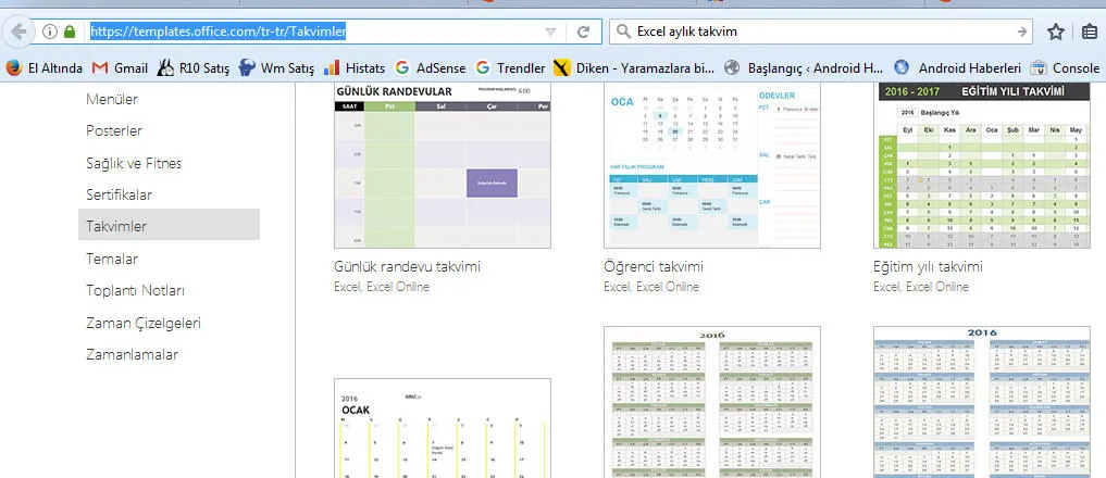 Excel Takvim FOTO: Excel Takvim