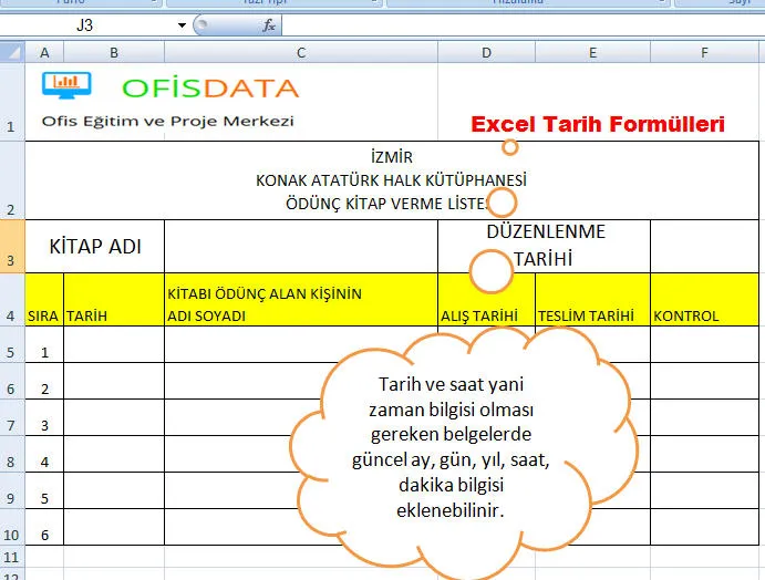 Excel Tarih Formülleri FOTO: Excel Tarih Formülleri