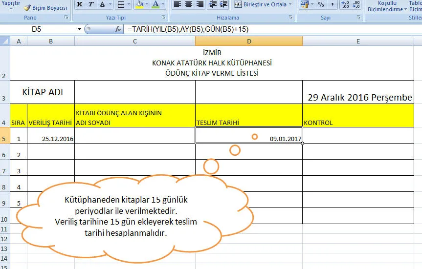Excel Tarih Formülleri FOTO: Excel Tarih Formülleri