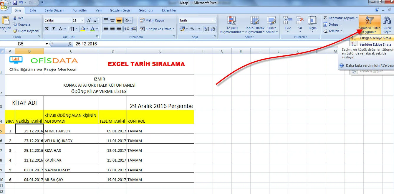 Excel Tarih Formülleri FOTO: Excel Tarih Formülleri