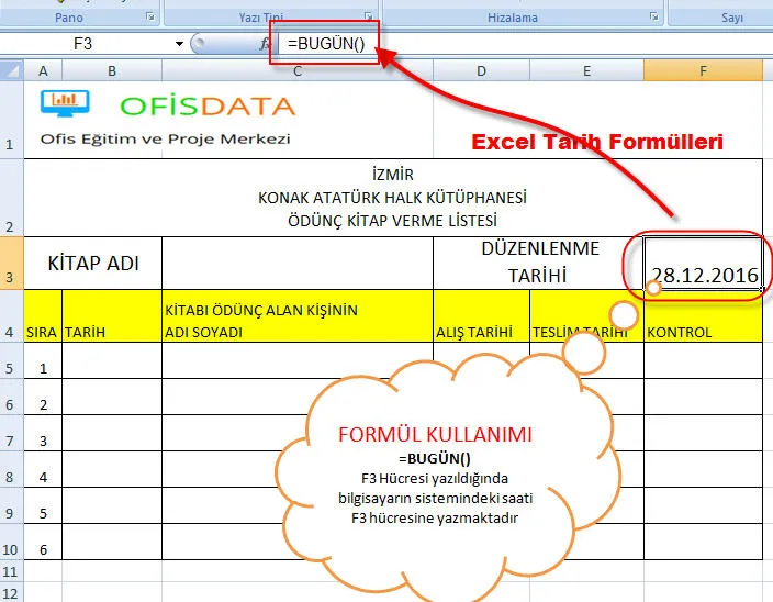 Excel Tarih Formülleri FOTO: Excel Tarih Formülleri