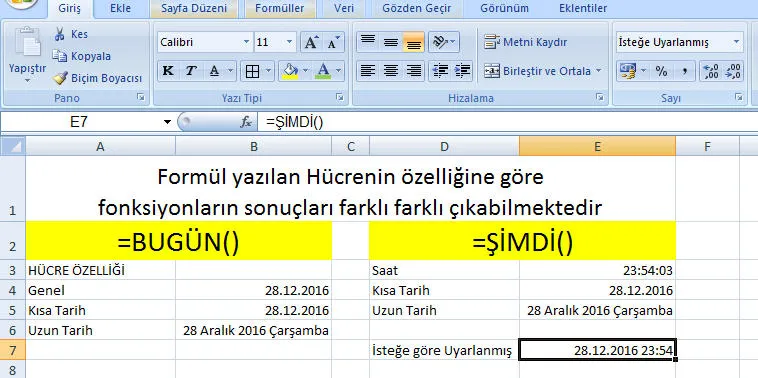 Excel Tarih Formülleri FOTO: Excel Tarih Formülleri