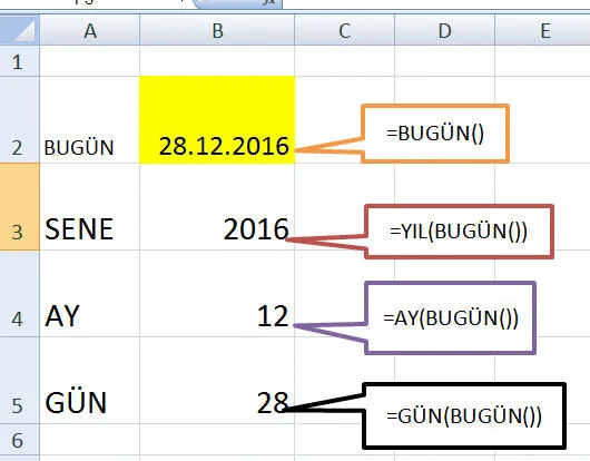 Excel Tarih Formülleri FOTO: Excel Tarih Formülleri