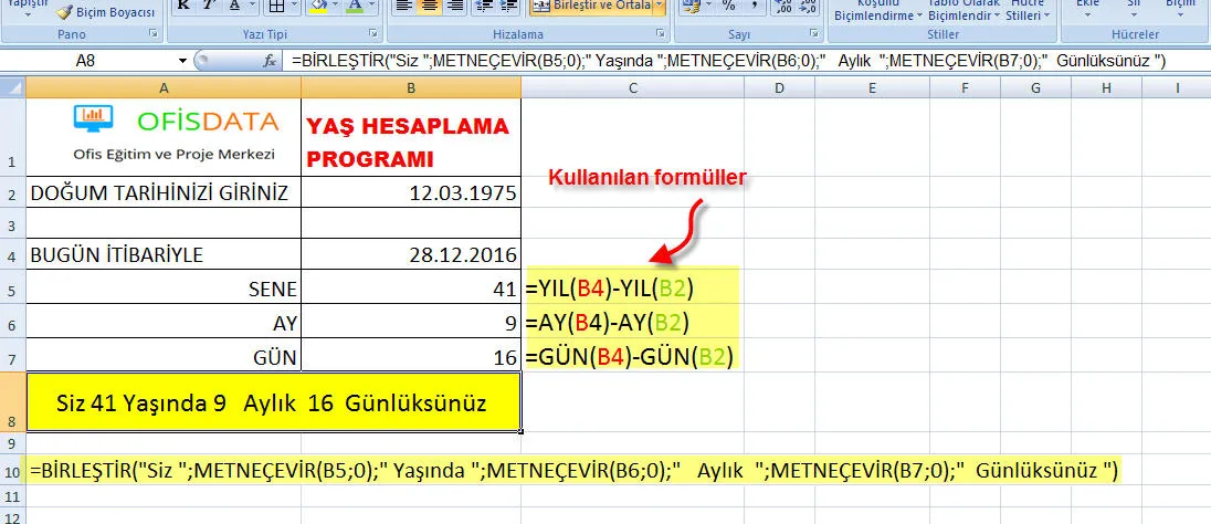 Excel Tarih Formülleri FOTO: Excel Tarih Formülleri