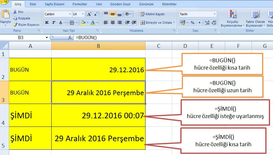 Excel Tarih Formülleri FOTO: Excel Tarih Formülleri