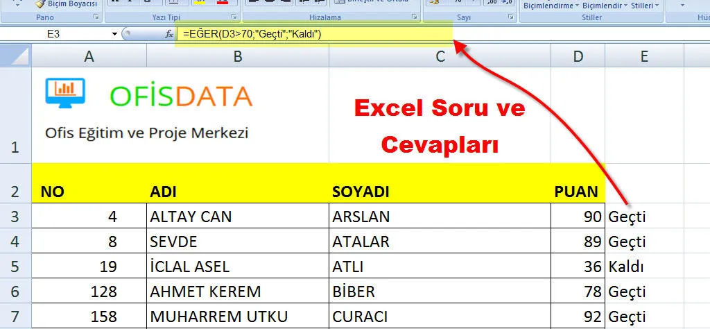 Excel Test Soruları FOTO: Excel Test Soruları