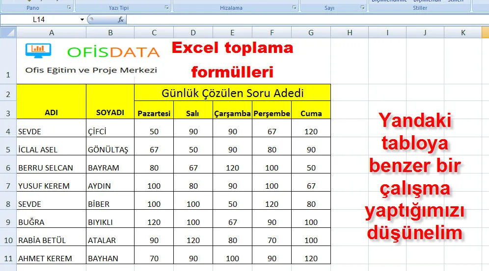 Excel Toplama Formülleri FOTO: Excel Toplama Formülleri