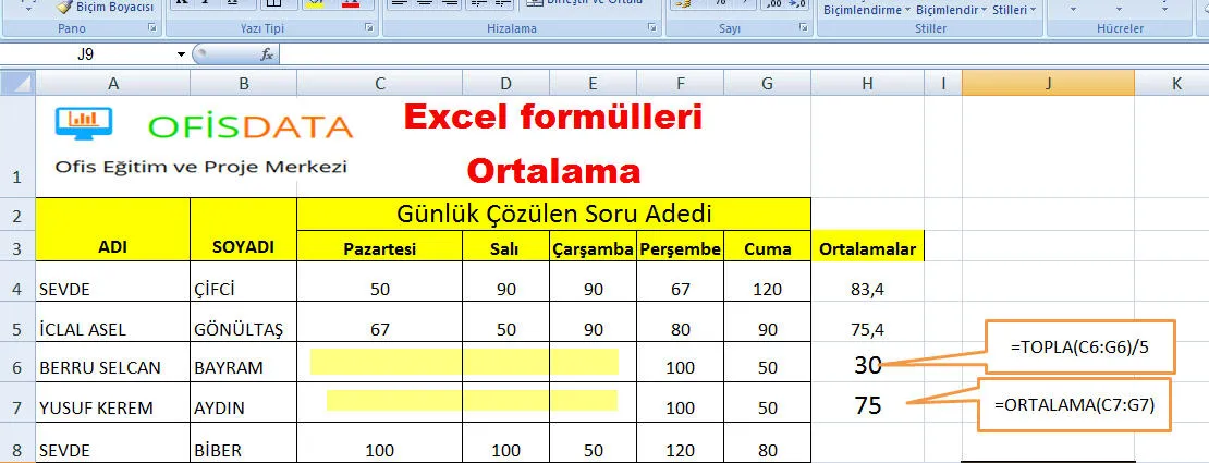 Excel Toplama Formülleri FOTO: Excel Toplama Formülleri