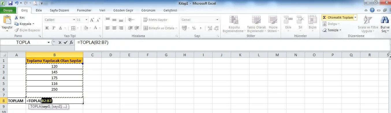 Excel Toplama İşlemi FOTO: Excel Toplama İşlemi