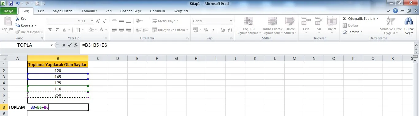 Excel Toplama İşlemi FOTO: Excel Toplama İşlemi