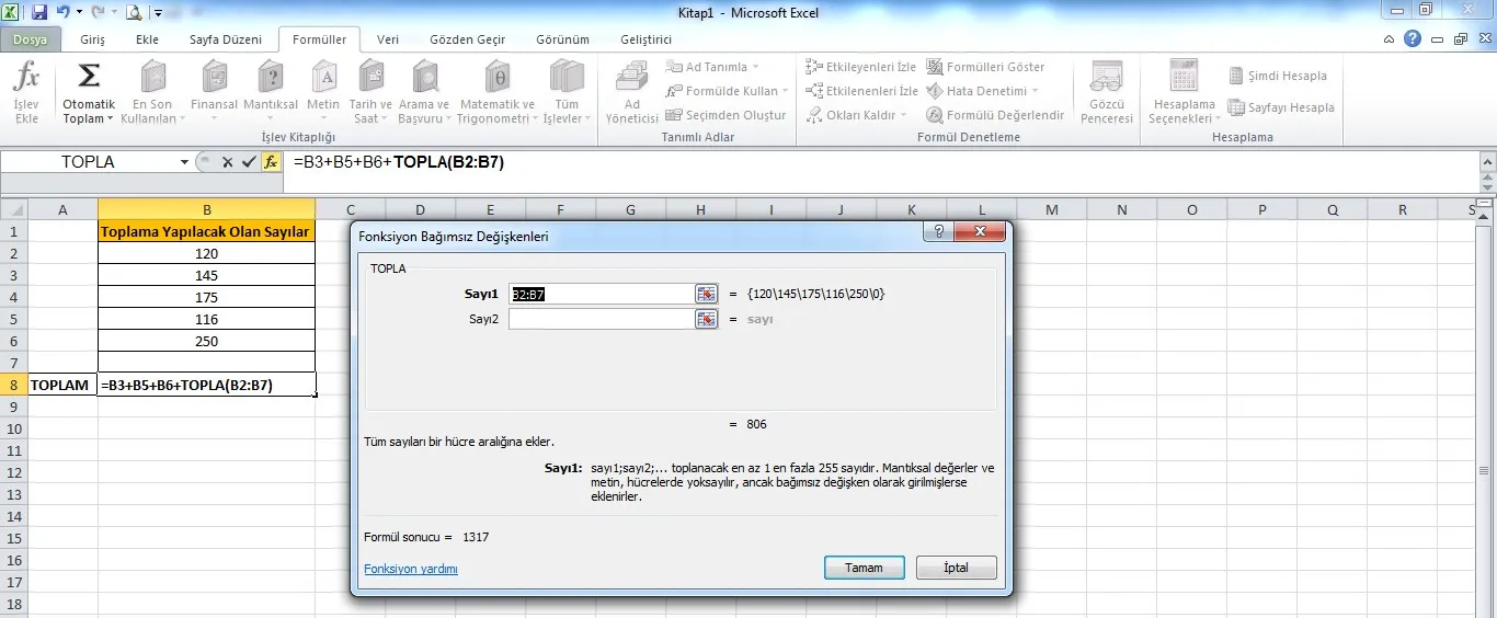 Excel Toplama İşlemi FOTO: Excel Toplama İşlemi