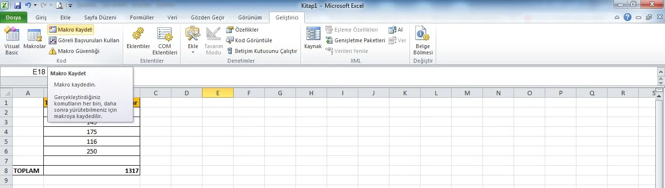 Excel Toplama İşlemi FOTO: Excel Toplama İşlemi