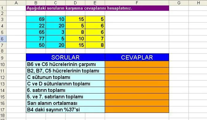 Excel Uygulamaları FOTO: Excel Uygulamaları