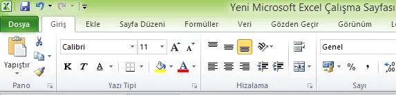 Excel Giriş Menüsü FOTO: Excel Giriş Menüsü