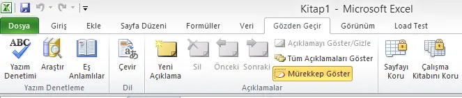 Excel Gözden Geçir Menüsü FOTO: Excel Gözden Geçir Menüsü