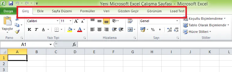 Excel Menüler FOTO: Excel Menüler