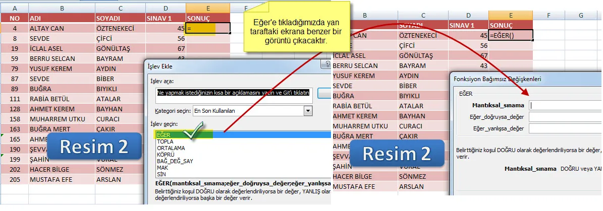 Excelde Eğer Formülü FOTO: Excelde Eğer Formülü